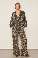 Pantalon Floral Sepia Preto