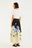 Falda Ampla Flor Preto