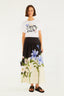 Falda Ampla Flor Preto
