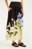 Falda Ampla Flor Preto