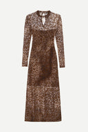 Vestido Devore Onca Marrom