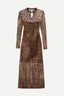 Vestido Devore Onca Marrom