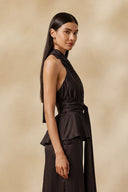 Blusa Lisa Ponta Dark Brown
