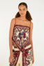 Top Borboleta Retro Beige Red