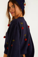 Cardigan Artesanal Morango Azul