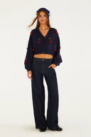 Cardigan Artesanal Morango Azul