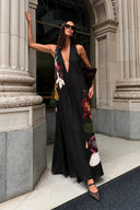 Enterizo Maxi Orquideas Preto
