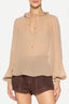 Blusa Gola Babado Beige