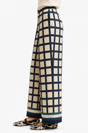 Pantalon Hestia Cuadros Ivory Azul