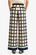 Pantalon Hestia Cuadros Ivory Azul
