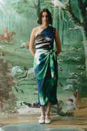 Falda Phoebe Seda Verde Azul