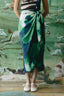 Falda Phoebe Seda Verde Azul