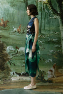 Falda Phoebe Seda Verde Azul