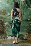 Falda Phoebe Seda Verde Azul