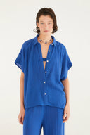 Top Prega Crinkle Azul
