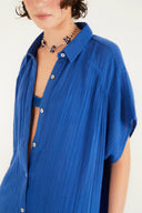 Top Prega Crinkle Azul