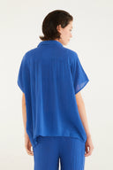 Top Prega Crinkle Azul