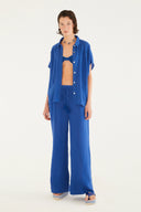 Top Prega Crinkle Azul