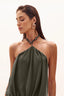 Vestido Ruffled Bordo Verde