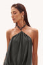 Vestido Ruffled Bordo Verde