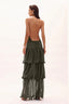 Vestido Ruffled Bordo Verde