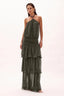 Vestido Ruffled Bordo Verde