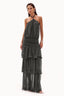 Vestido Ruffled Bordo Verde