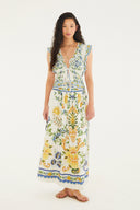 Falda Saia Floral Emilia Amarelo