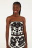 Top Tricot Floral Arabesque White Black