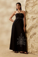 Vestido Bordado Palmeira Black
