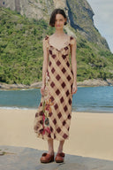 Vestido Xadrez Romantico Mocha