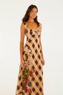 Vestido Xadrez Romantico Mocha