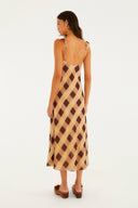 Vestido Xadrez Romantico Mocha
