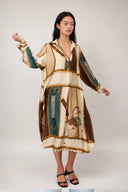 Vestido V Neck Beige