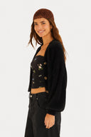 Cardigan Curto Pelinho Preto