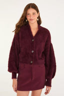 Cardigan Curto Pelinho Vinho