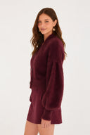 Cardigan Curto Pelinho Vinho