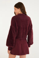 Cardigan Curto Pelinho Vinho