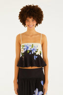Top Estampada Flor Preto