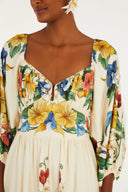 Vestido Tropical Flores Beige